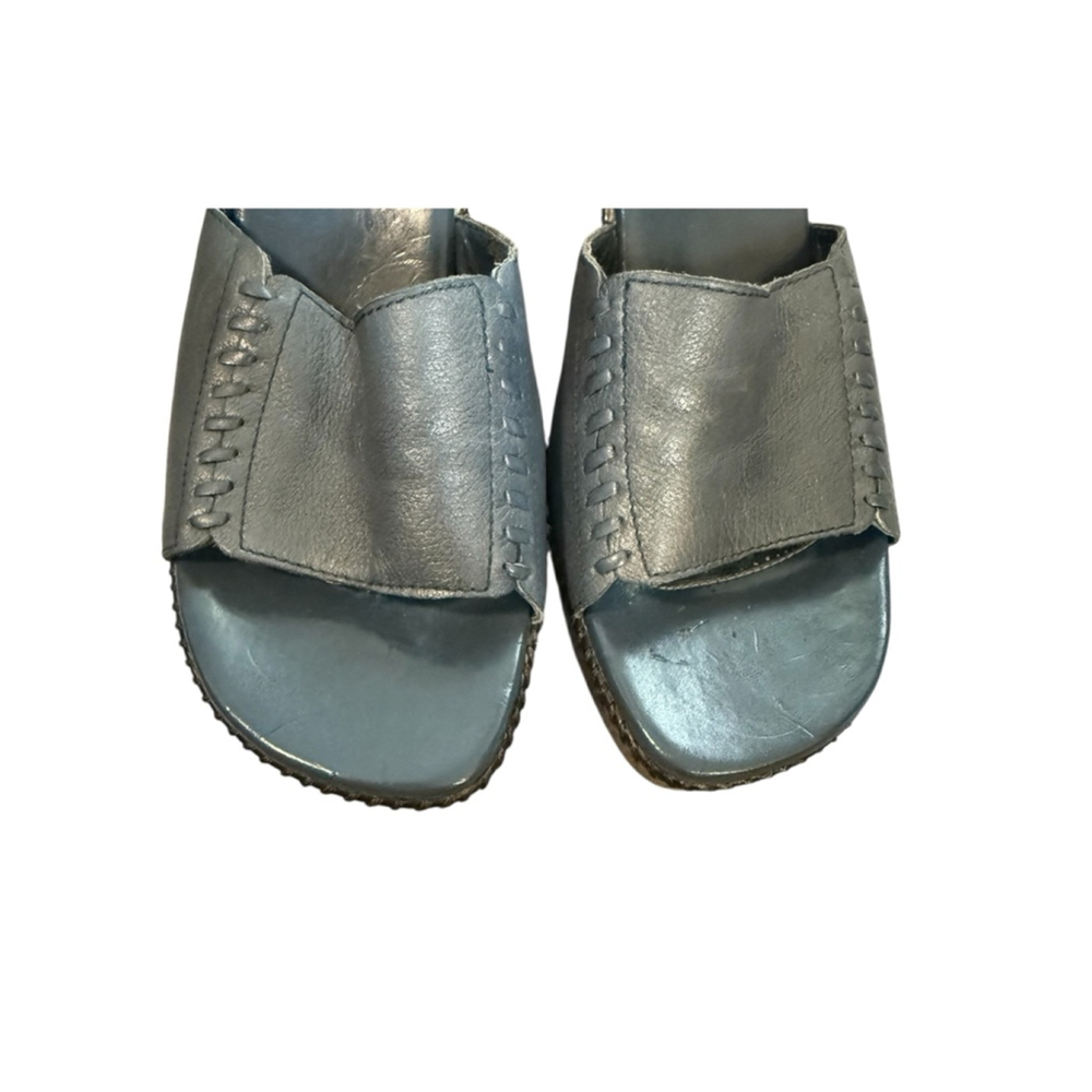 Naturalizer Open Toe Heel Blue Leather Sandals 10M - Picture 9 of 12